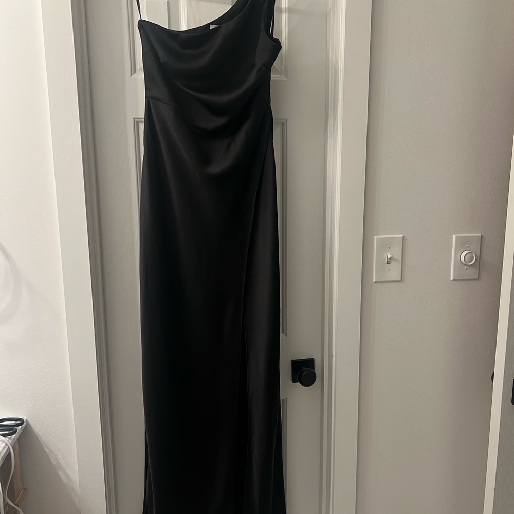 BHLDN Dylan satin charmeuse dress black size 6